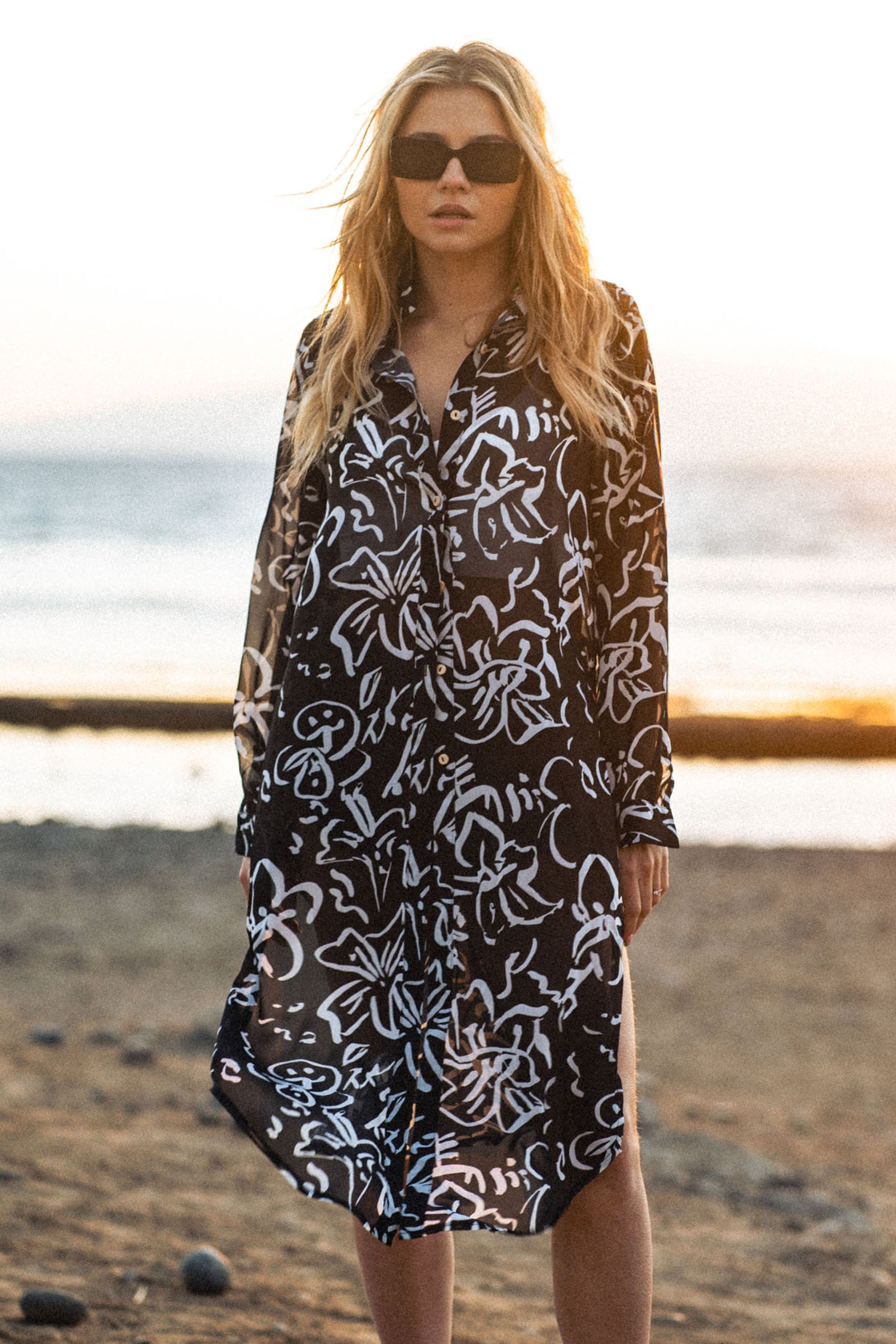 KOSZULA ABSTRACT FLOWERS BLACK