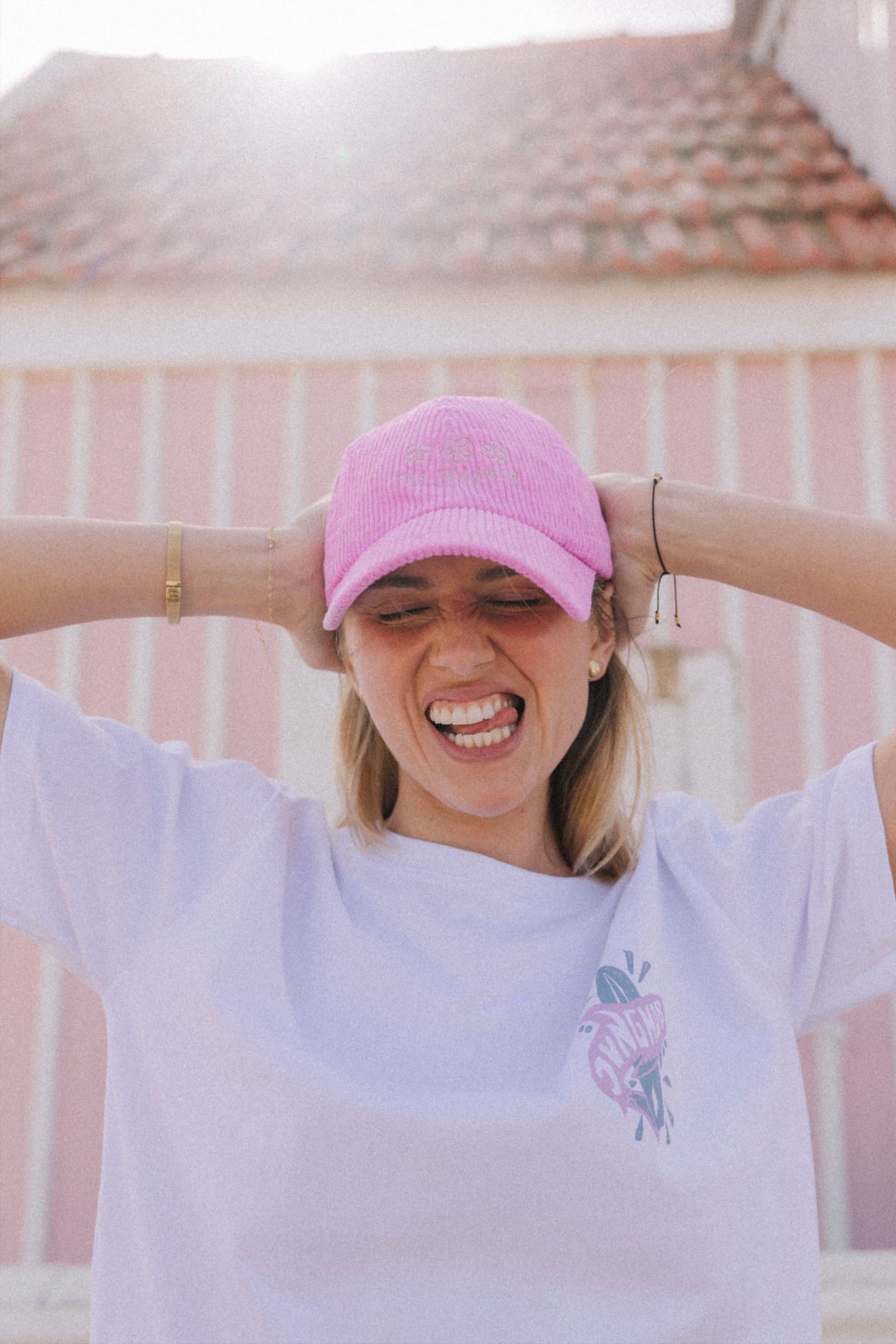 FLOWERS PINK - CORD CAP