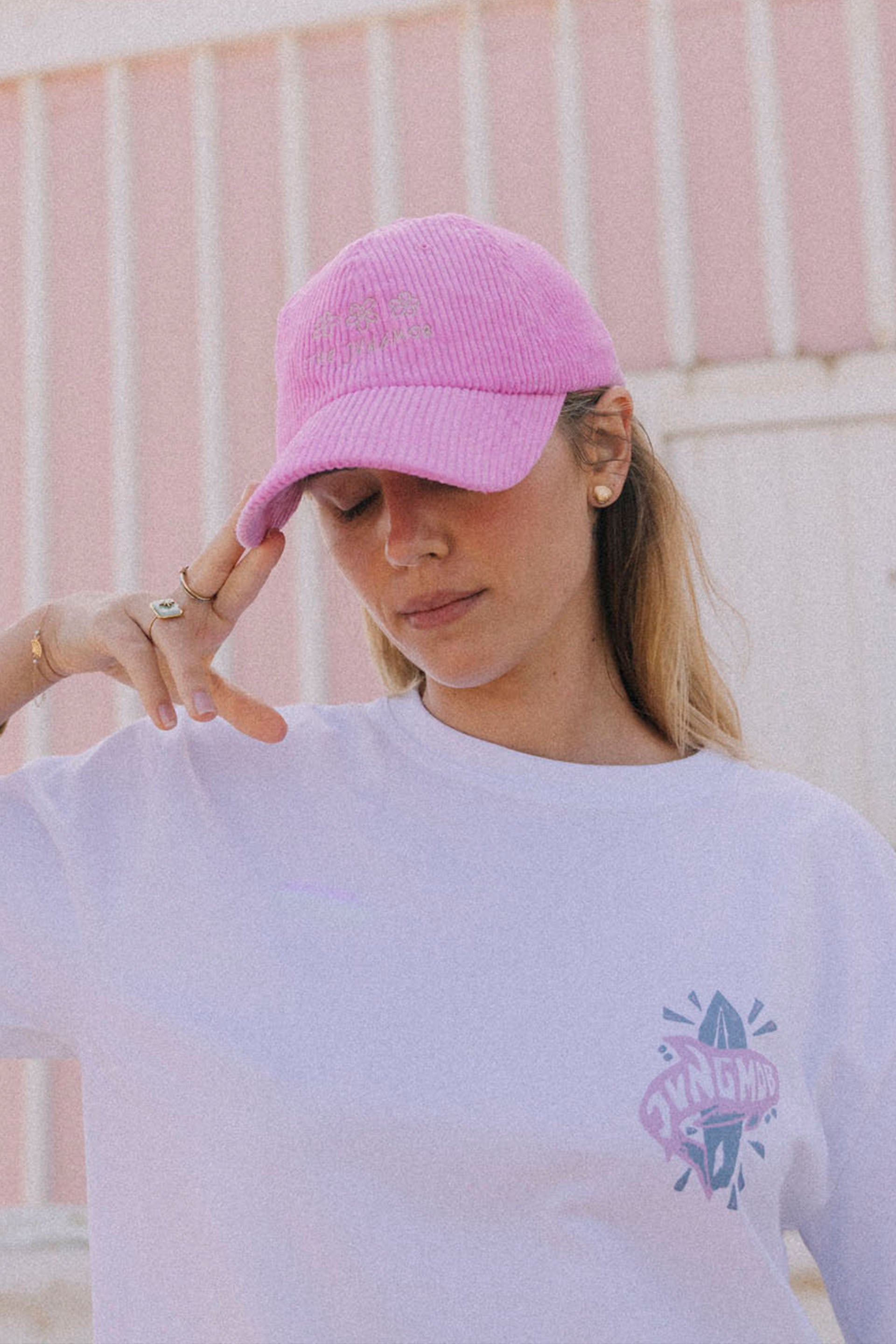 FLOWERS PINK - CORD CAP