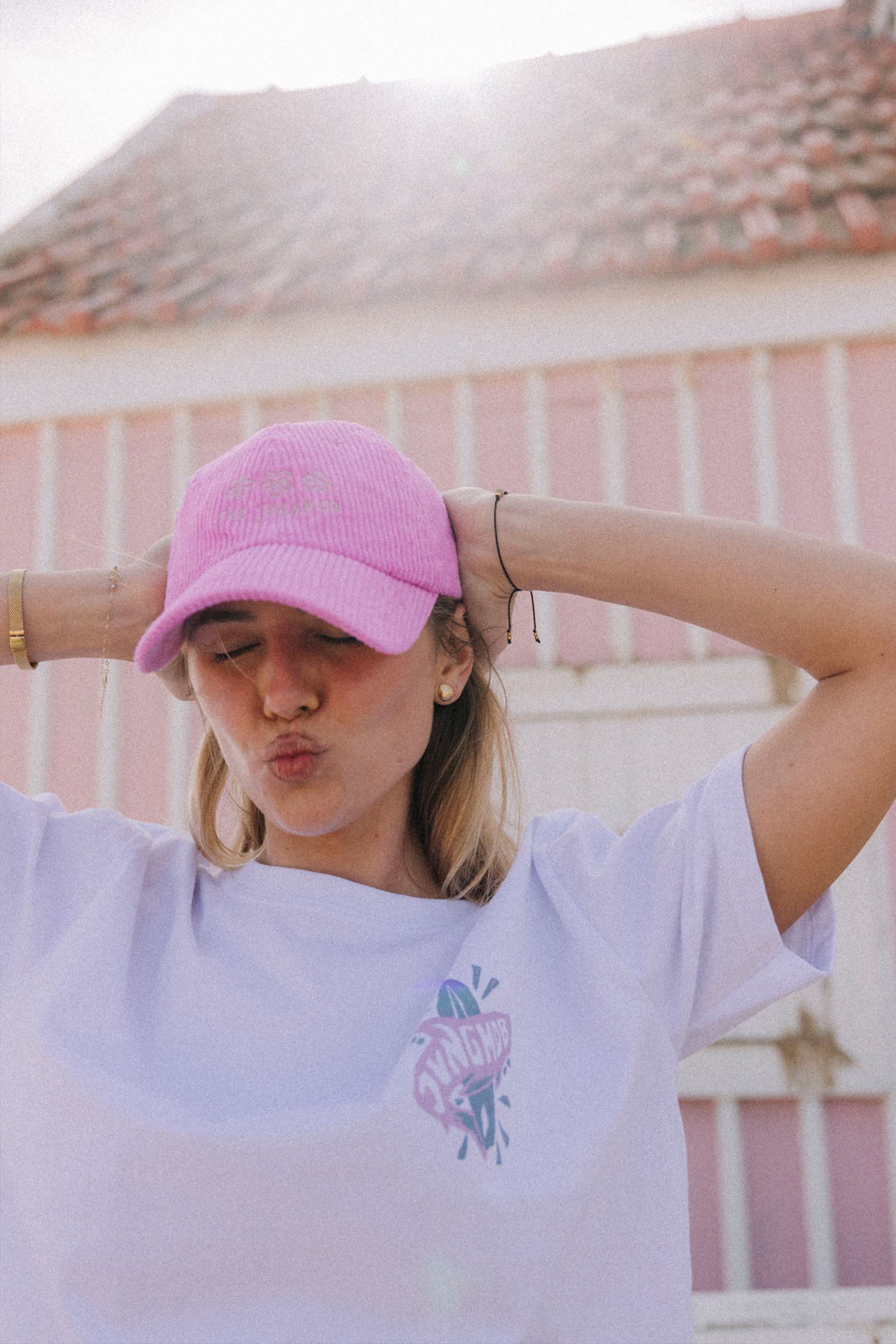 FLOWERS PINK - CORD CAP