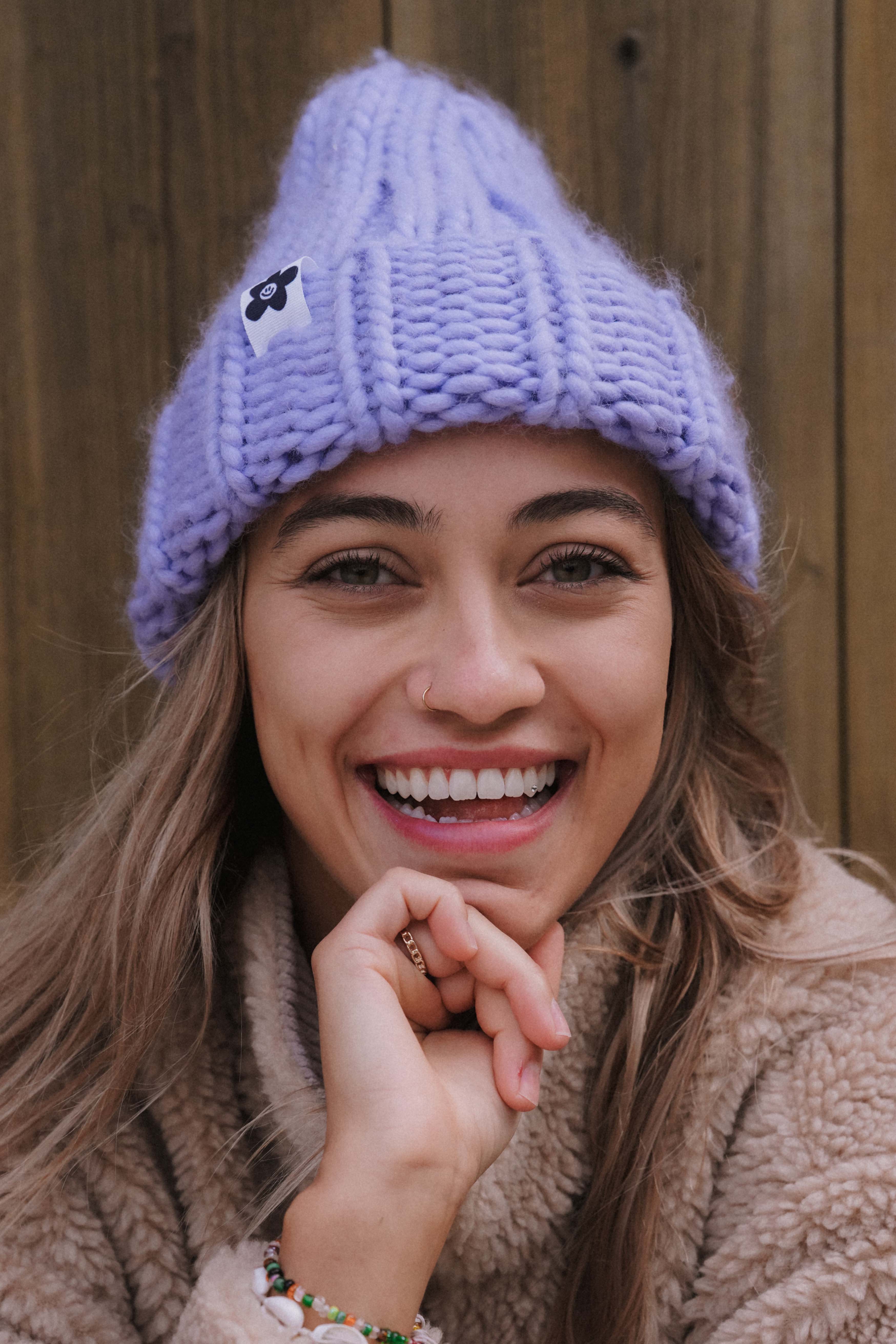 CZAPKA MERINO CAKE LILA handmade