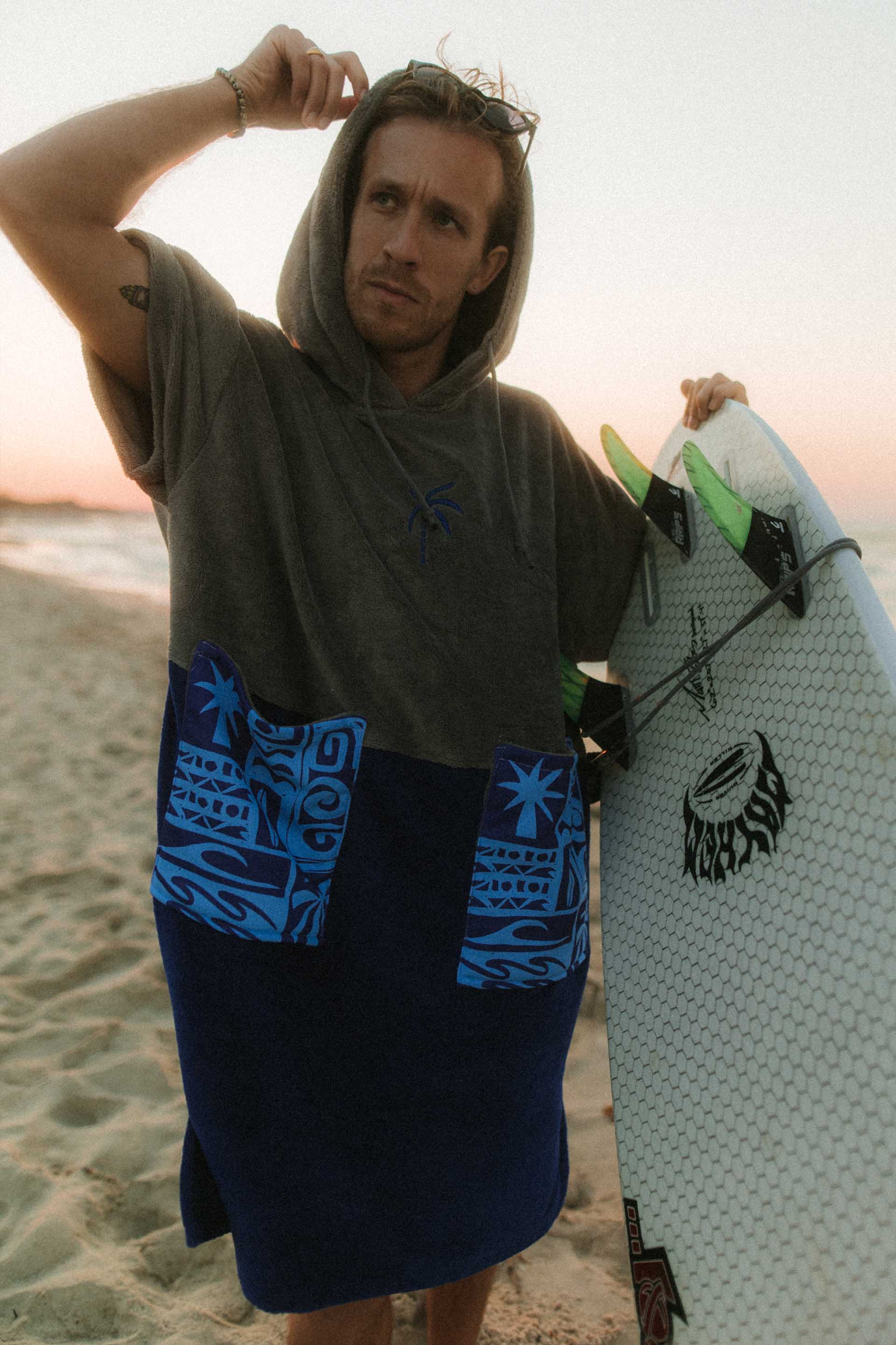 PONCHO BAMBOO ALOHA BLUE