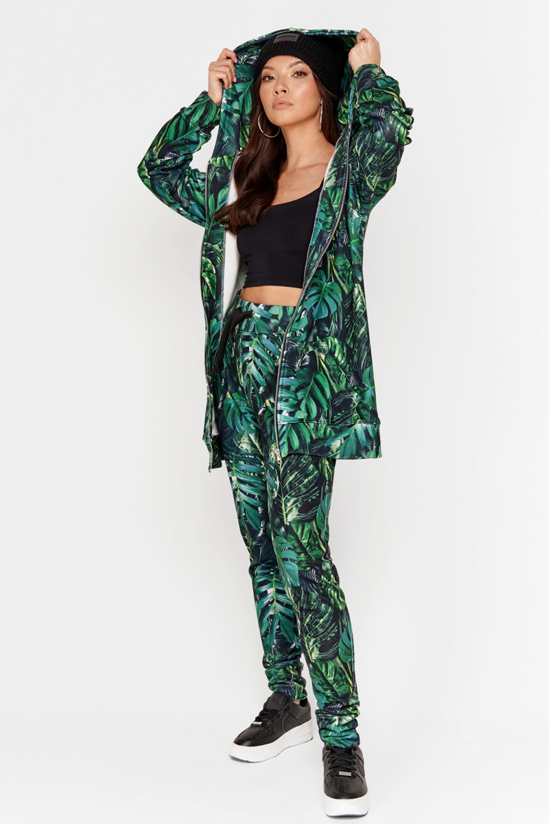BLUZA GREEN MONSTERA ZIP