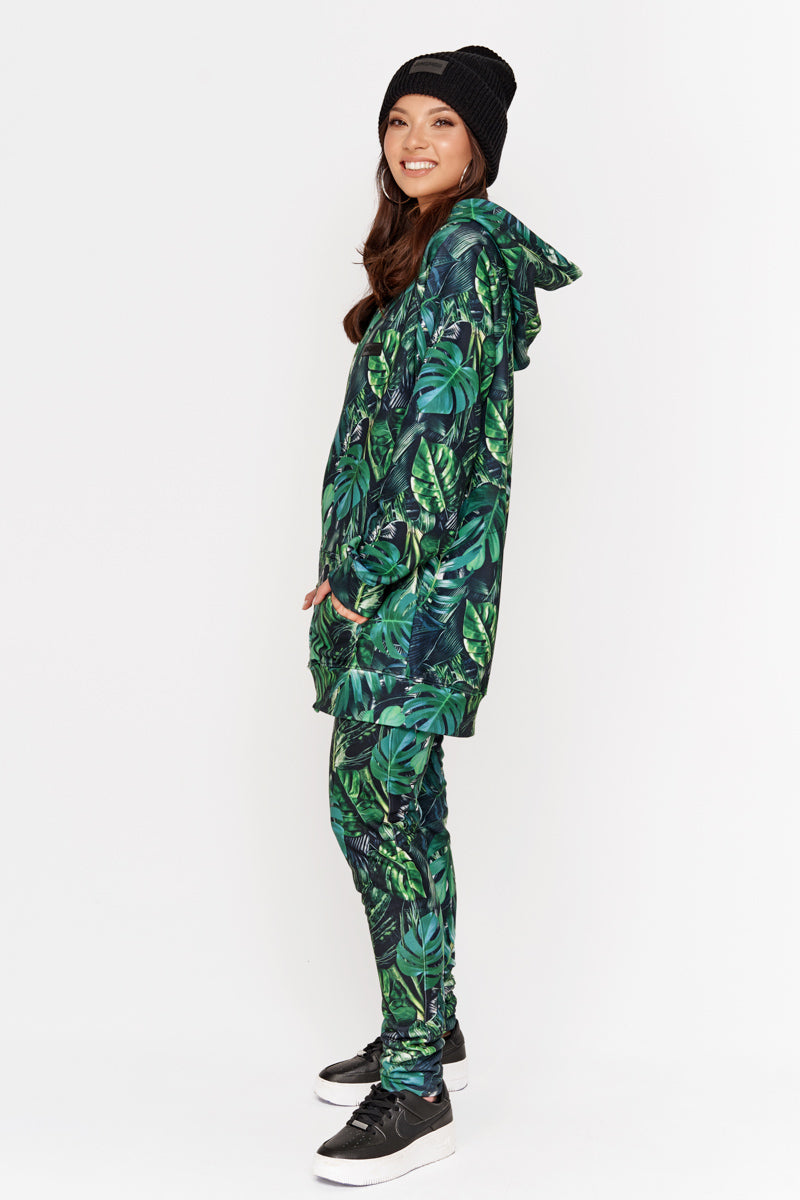 BLUZA GREEN MONSTERA ZIP