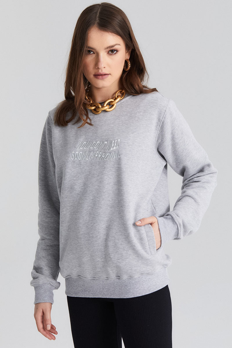 SOCIAL APPROVAL GREY CREWNECK