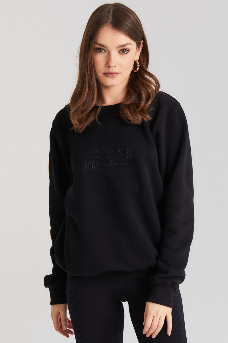 SOCIAL APPROVAL BLACK CREWNECK