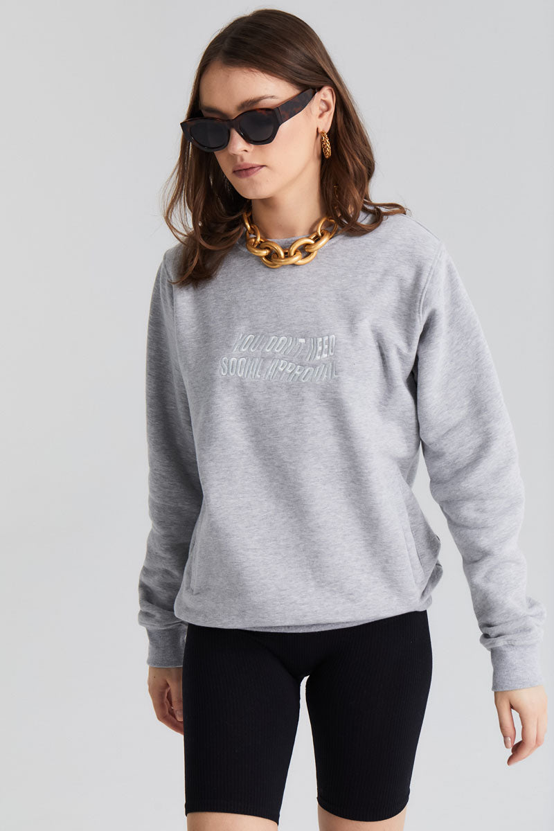 SOCIAL APPROVAL GREY CREWNECK