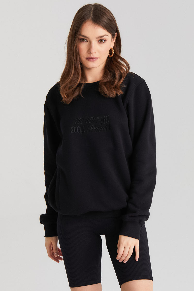 SOCIAL APPROVAL BLACK CREWNECK