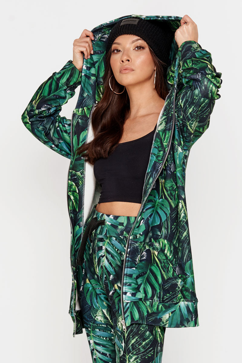 BLUZA GREEN MONSTERA ZIP