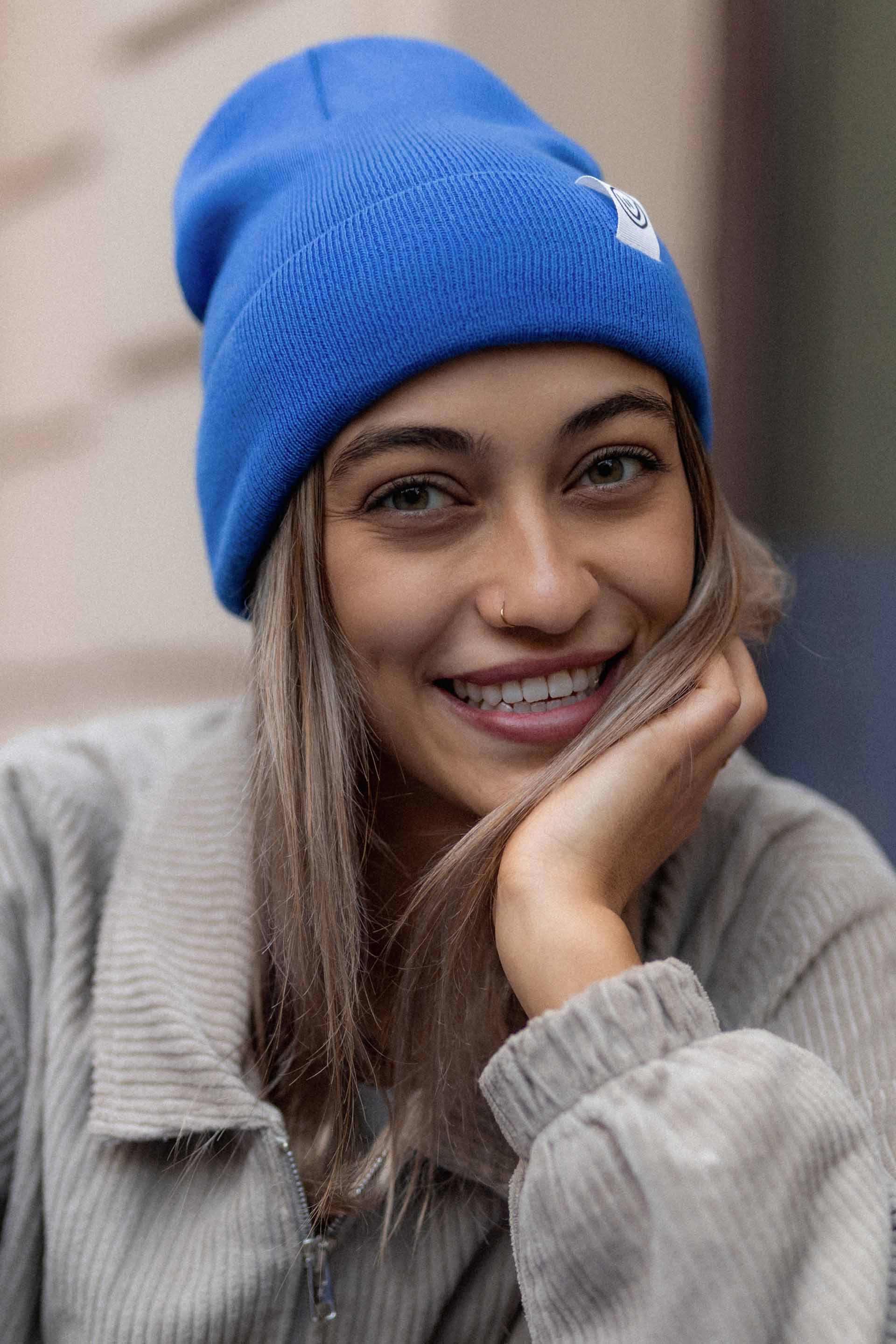 CZAPKA BEANIE BLUE bawełna