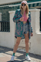 KURTKA ABSTRACT FLOWERS GREEN RAIN