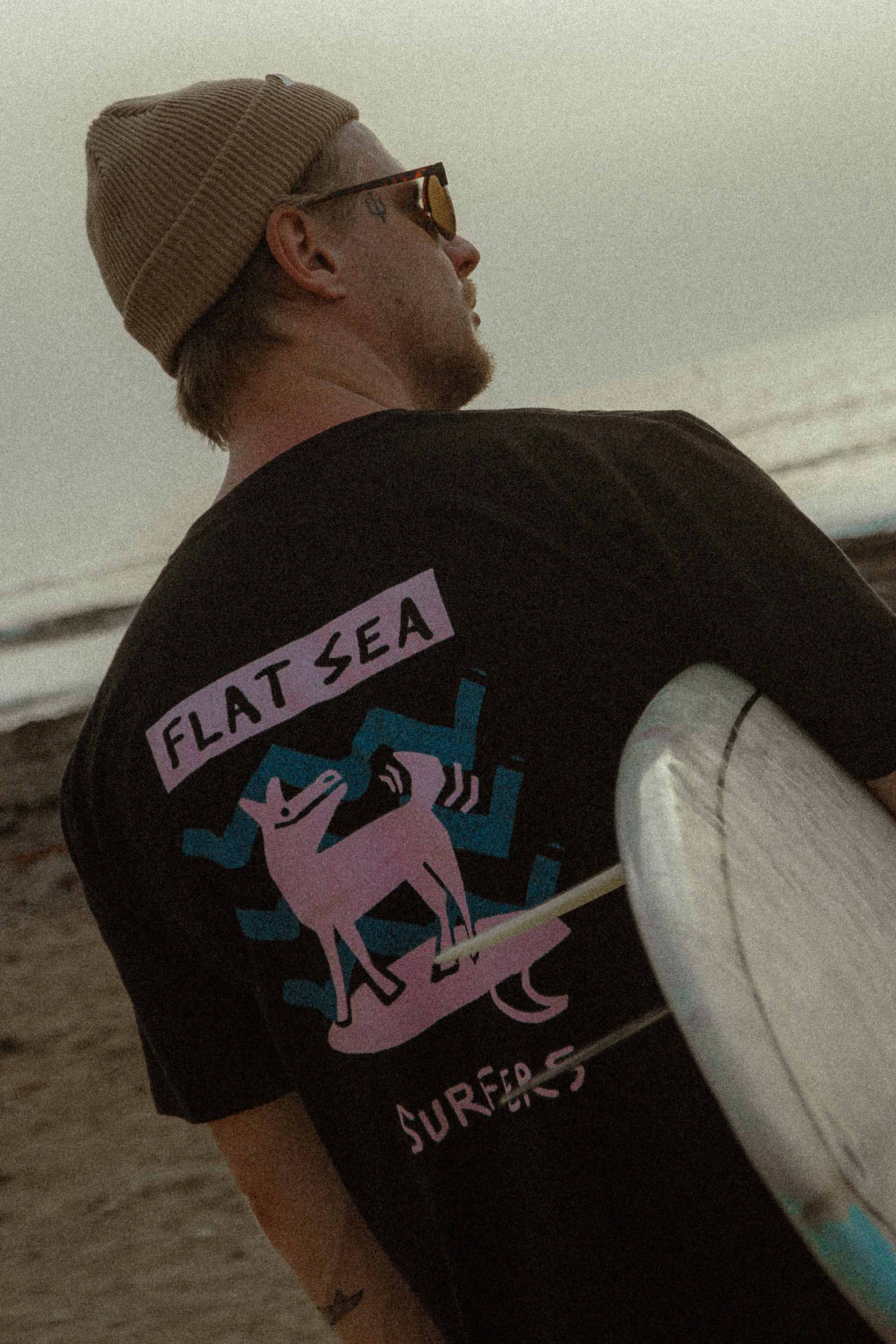 T-SHIRT FLAT SEA SURFERS BLACK MEN