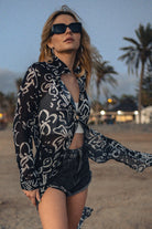 KOSZULA ABSTRACT FLOWERS BLACK