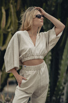 KOSZULA LEN KAUAI MELANŻ BEŻ