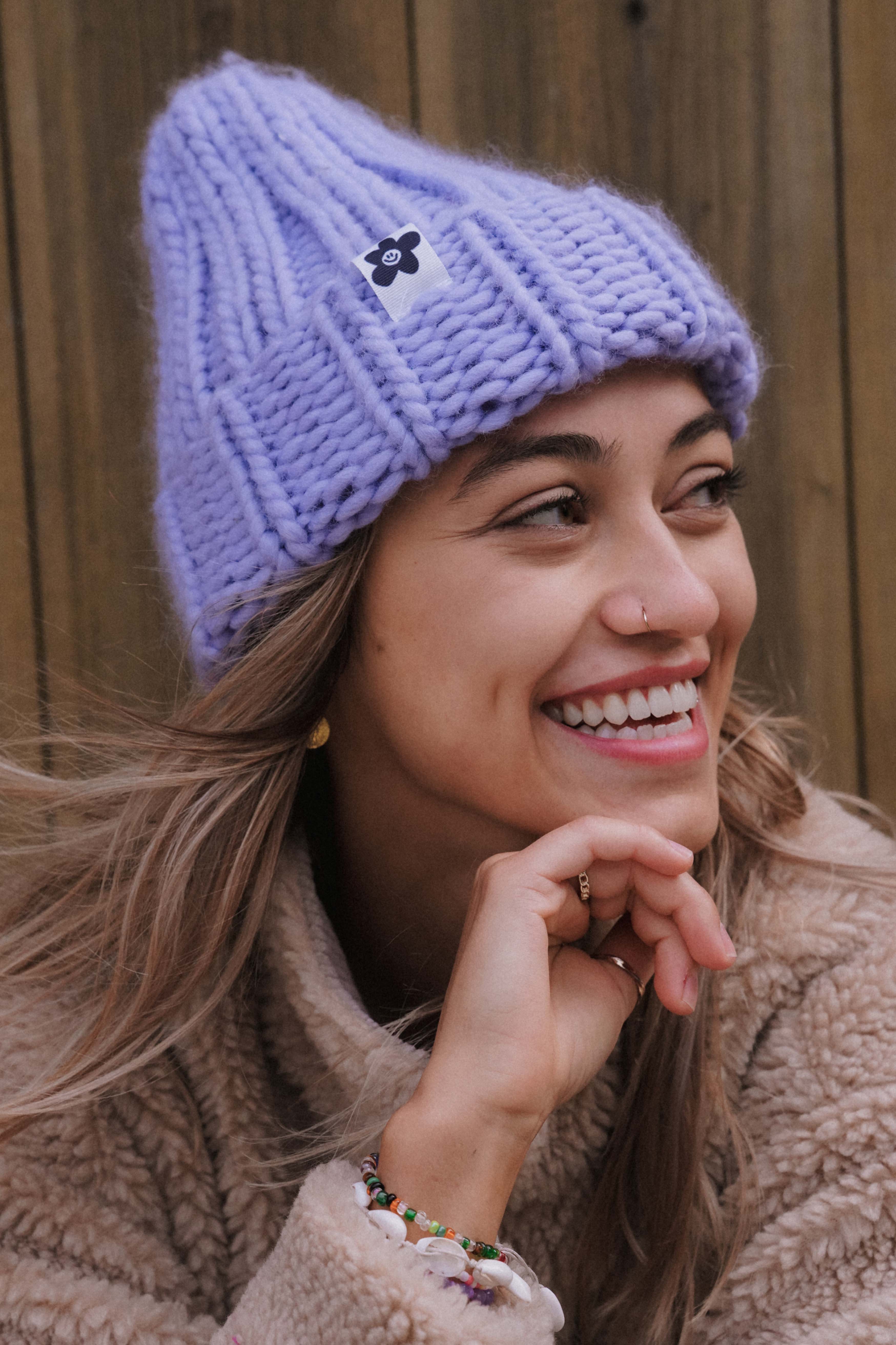 CZAPKA MERINO CAKE LILA handmade