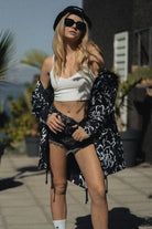 KURTKA ABSTRACT FLOWERS BLACK RAIN