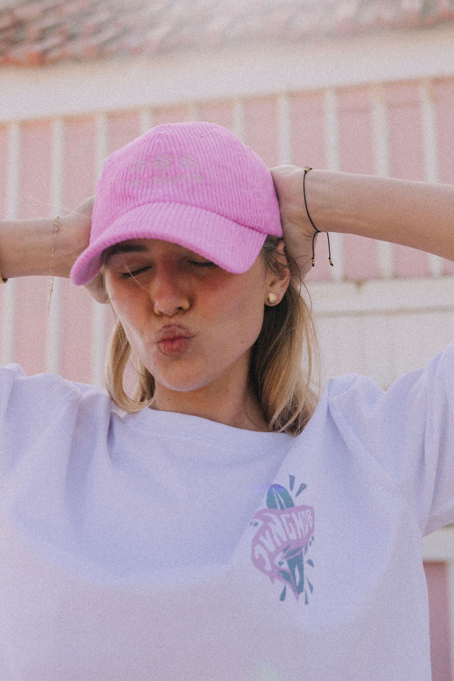 FLOWERS PINK - CORD CAP