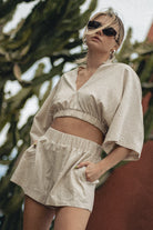 KOSZULA LEN KAUAI MELANŻ BEŻ