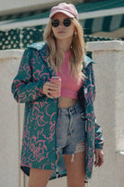 KURTKA ABSTRACT FLOWERS GREEN RAIN