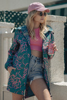 KURTKA ABSTRACT FLOWERS GREEN RAIN