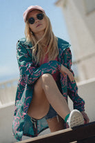 KURTKA ABSTRACT FLOWERS GREEN RAIN