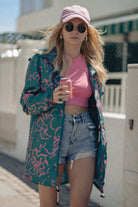 KURTKA ABSTRACT FLOWERS GREEN RAIN