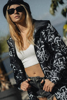 KURTKA ABSTRACT FLOWERS BLACK RAIN