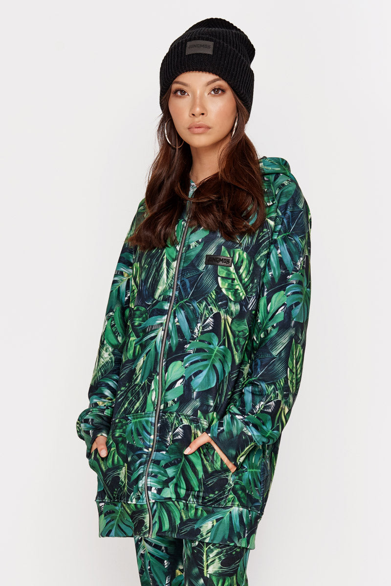 BLUZA GREEN MONSTERA ZIP