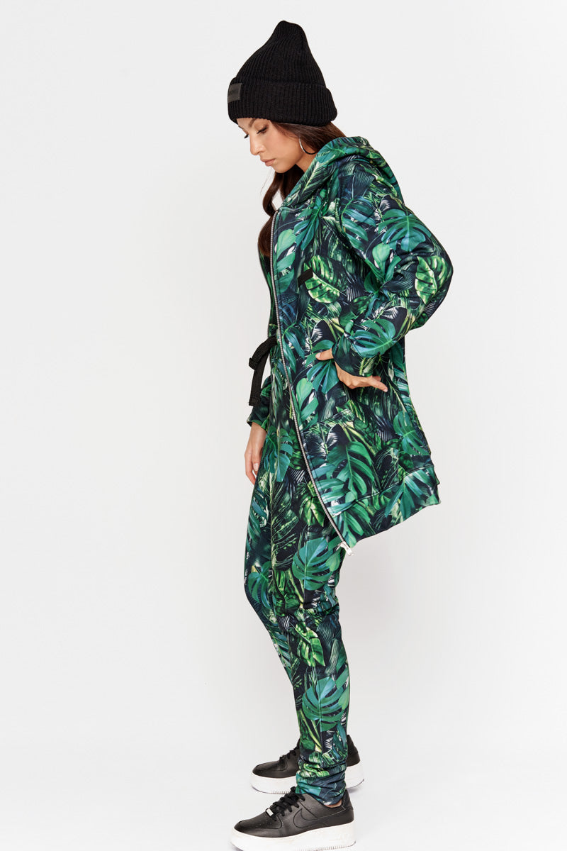 BLUZA GREEN MONSTERA ZIP