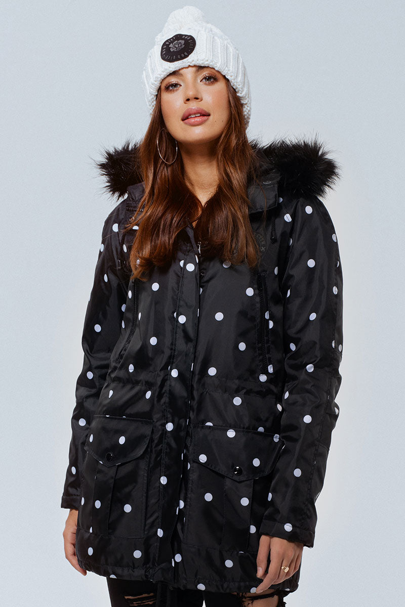 KURTKA DOTS BLACK WINTER FUR